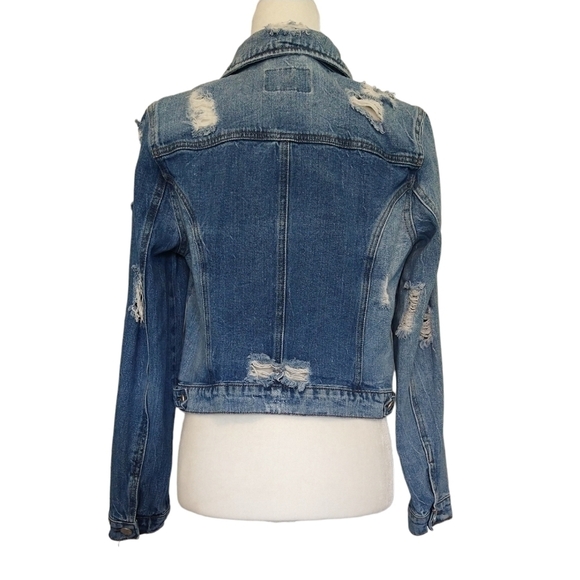 William Rast 100% Cotton Distressed Denim Button-Up Cropped Jacket - Picture 2 of 7